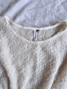 White Fuzzy Knit Sweater