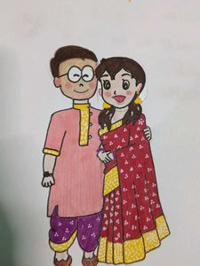 Nobita And Sizuka In Traditional Outfit