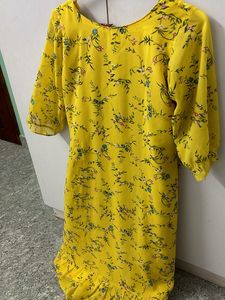 Yellow Floral Schiffon Dress