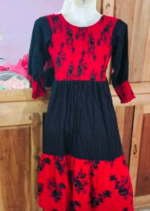 Red &amp; Black Midi Dress