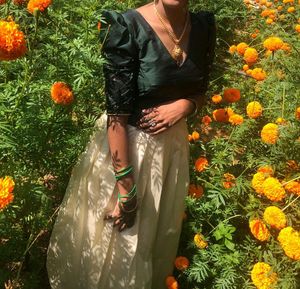 Dark Green Traditional Skirt And Top