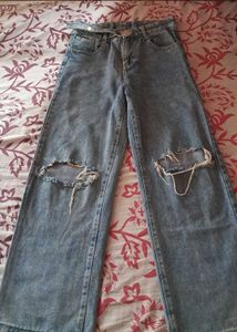 Ripped Wide Leg Jeans