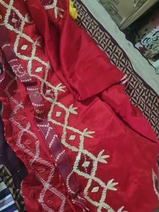 Red Embroidered Saree