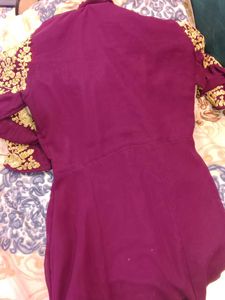 Elegant Burgandy &amp; Gold Embroidered Dress