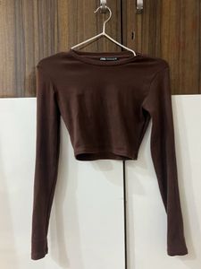 Zara Brown Long Sleeve Top