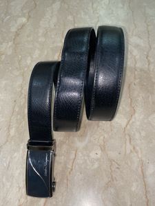 Black Leather Belt- Blue Ferragamo Buckle