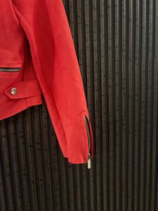 Red Suede Moto Jacket