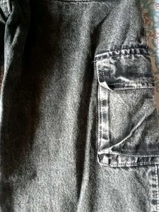 Women's Grey Denim Cargo Pants