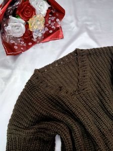 Cropped Olive Green Knit Sweater💚