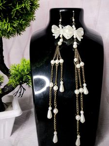 Korean Inspired Bow Pearl Earrings || Elegant