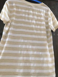 White And Golden Mesh T-shirt For Beaches