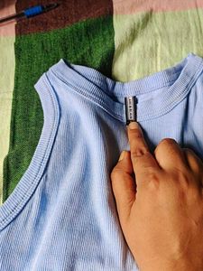Blue Ribbed Tank Top