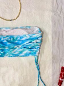 Blue Tie-Dye Bandeau Top