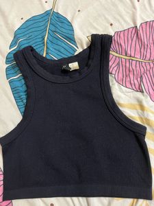 H&amp;M Black  Ribbed Cropped Tank