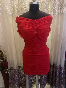 Red Ruched Bodycon Dress