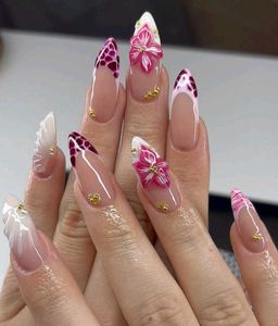 magenta Flower Press On Nail