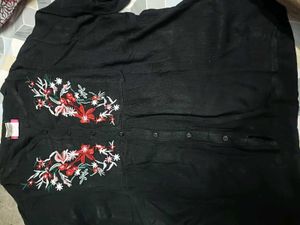 Embroidered Black Top