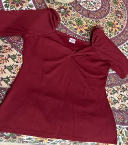 Wine 🍷 Colour Stretchable Top👚