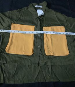 Zara Olive Green Pocket Shirt
