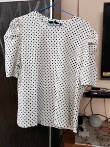 Polka Dot Puff Sleeve Top