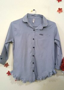 Combo Of A Grey Shirt N White Collared Top