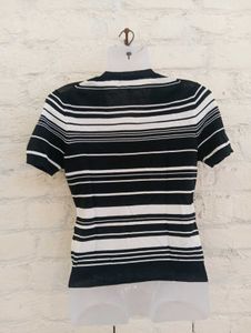 Striped Tie-Neck Top