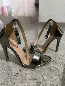 Gunmetal Ankle Strap Heels