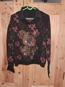 sale🎊🎆🎄🎉Teddy Bear Sequin Embellished Top