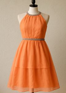 Peach Halter Neck Dress