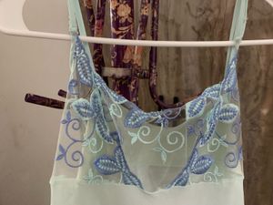 Aqua Lace Trim Slip Dress
