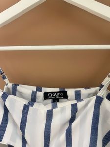 Blue Strip Off Shoulder Summer Top