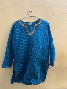 Westside Blue Green Kurti with Embroidery