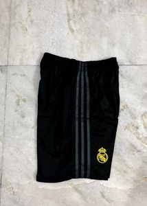 ADIDAS REAL MADRID BLACK 3 STRIPES SHORTS