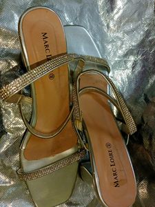 Branded Marc Loire Box Heels With Diamonds Strips