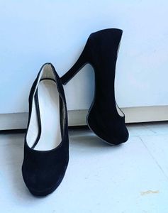 Black Velvet High Stilletto Heels For Women