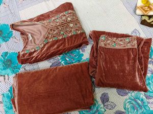 Velvet Kurta &amp; Plazo With shawl