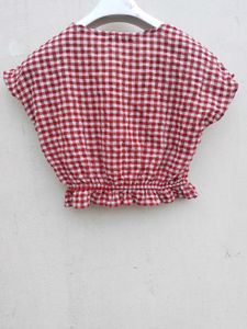 Checked Red Crop Top.