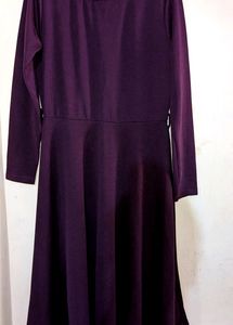 Vintage 80s Women Burgundy Dress