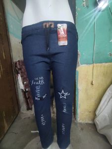 Girls Prited Rafuo Digine Deinam Pants Deina