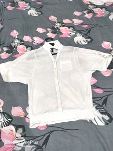 White Sheer Button-Up Shirt