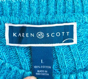 Stylish Teal Cable Knit Sweater