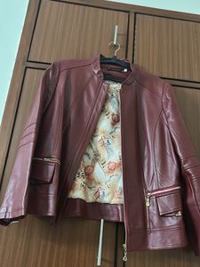 Burgundy Faux Leather Jacket