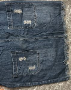 Distressed Denim Overall Dress