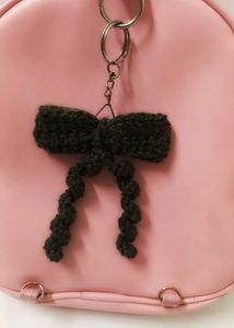 Handmade Crochet Bow– Cute Woolen Keychain💗