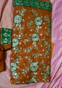 NEW BEAUTIFUL NET SAREE WITH BEAUTIFU Work