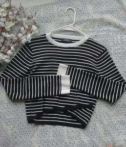 Stripes Long Sleeve Crop Top