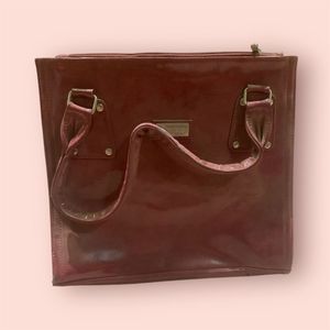 Burgundy Patent Leather Tote Bag