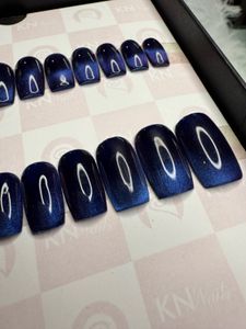 Navy Blue Cat Eye Press On Nails