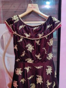 Women's Beautiful Velvet Gown (Brown Colour)