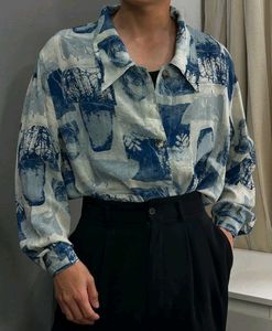Abstract printed sheer shirt